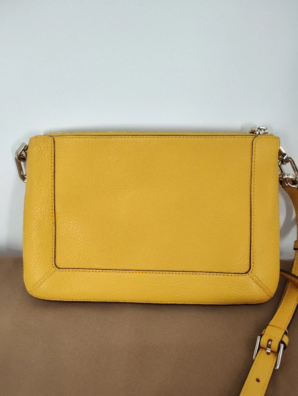 kate spade Yellow Pebbled Leather Lena 2 Compartment Crossbody Bag